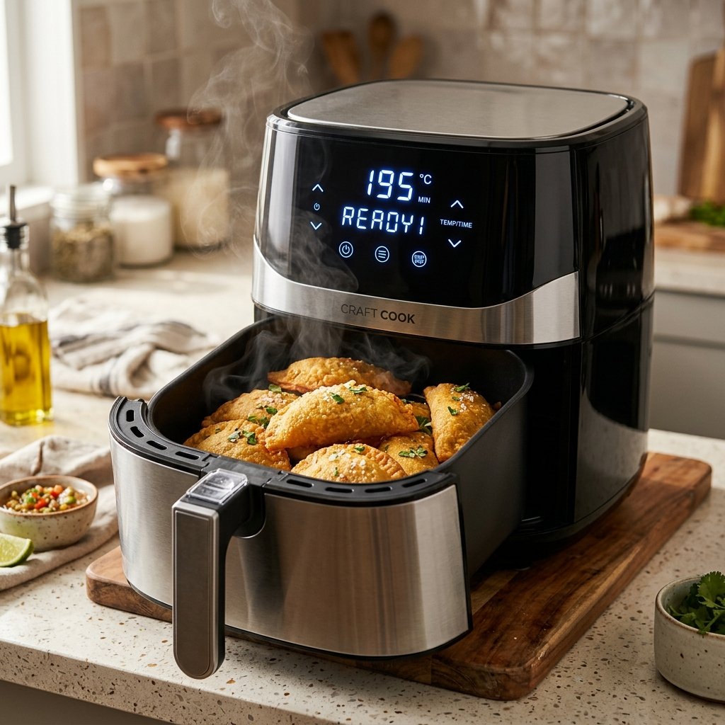 Freidora de Aire Air Fryer con empanadas doradas