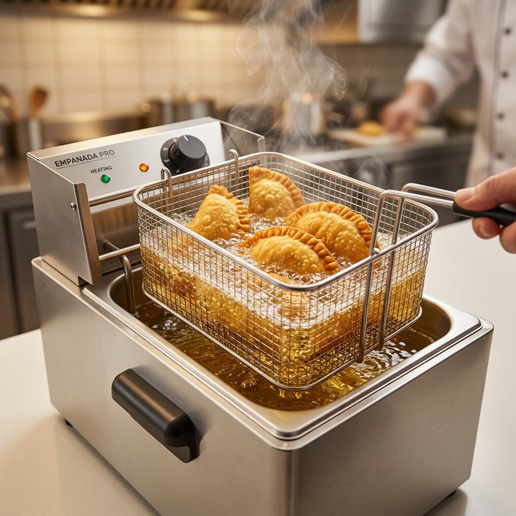 Freidora Tradicional con empanadas doradas